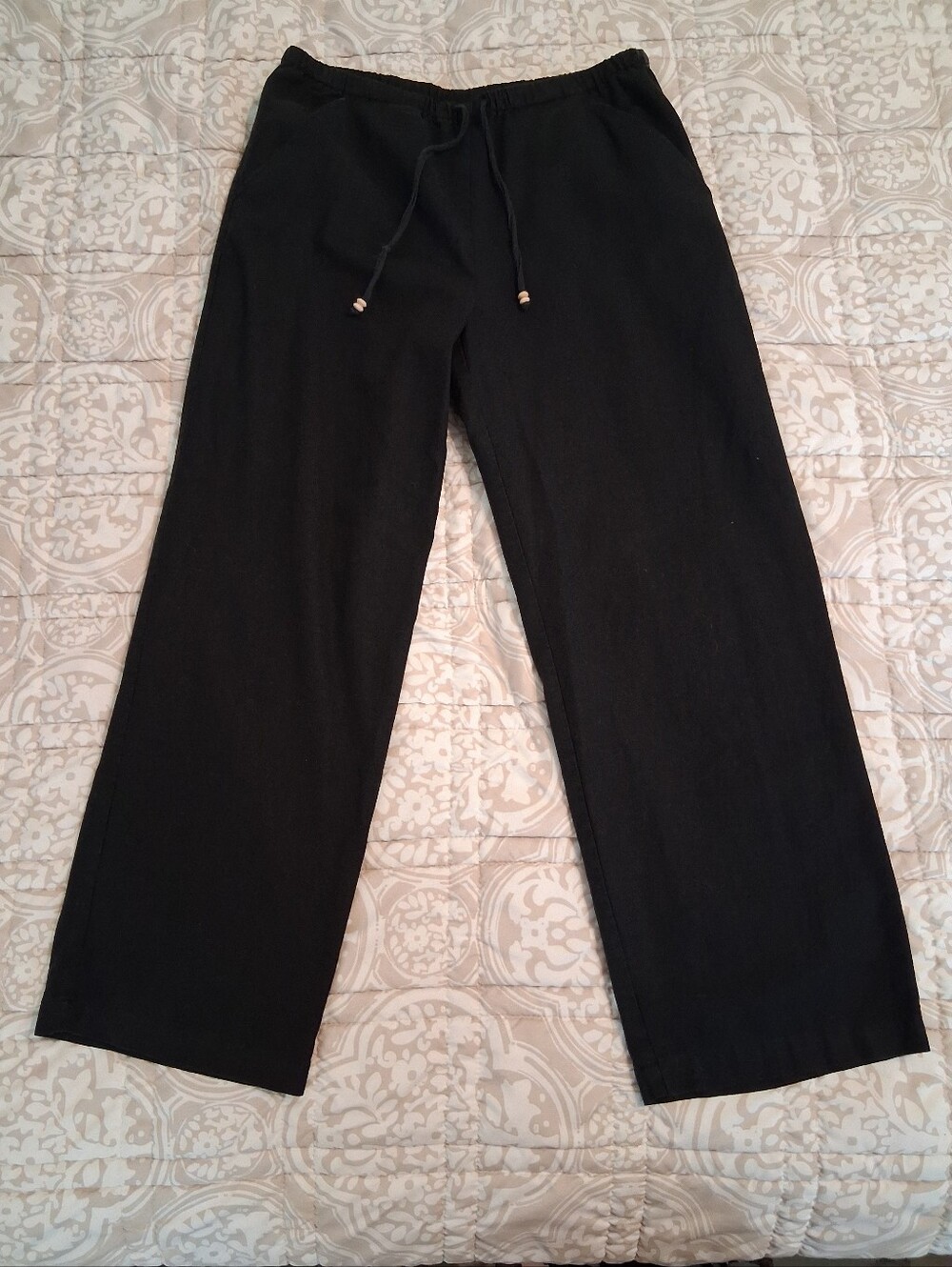 Black Drawstring Linen Pants
